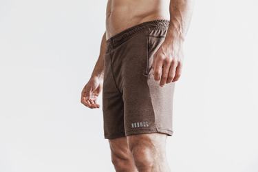 Nobull Lightweight Knit 7" Men's Shorts Brown | Australia (TU9102)